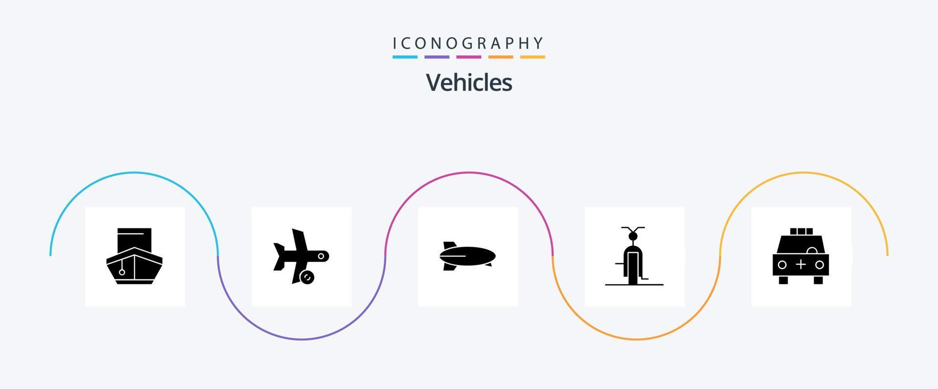 voertuigen glyph 5 icoon pak inclusief vervoer. gevuld. vervoer. fiets. vervoer vector