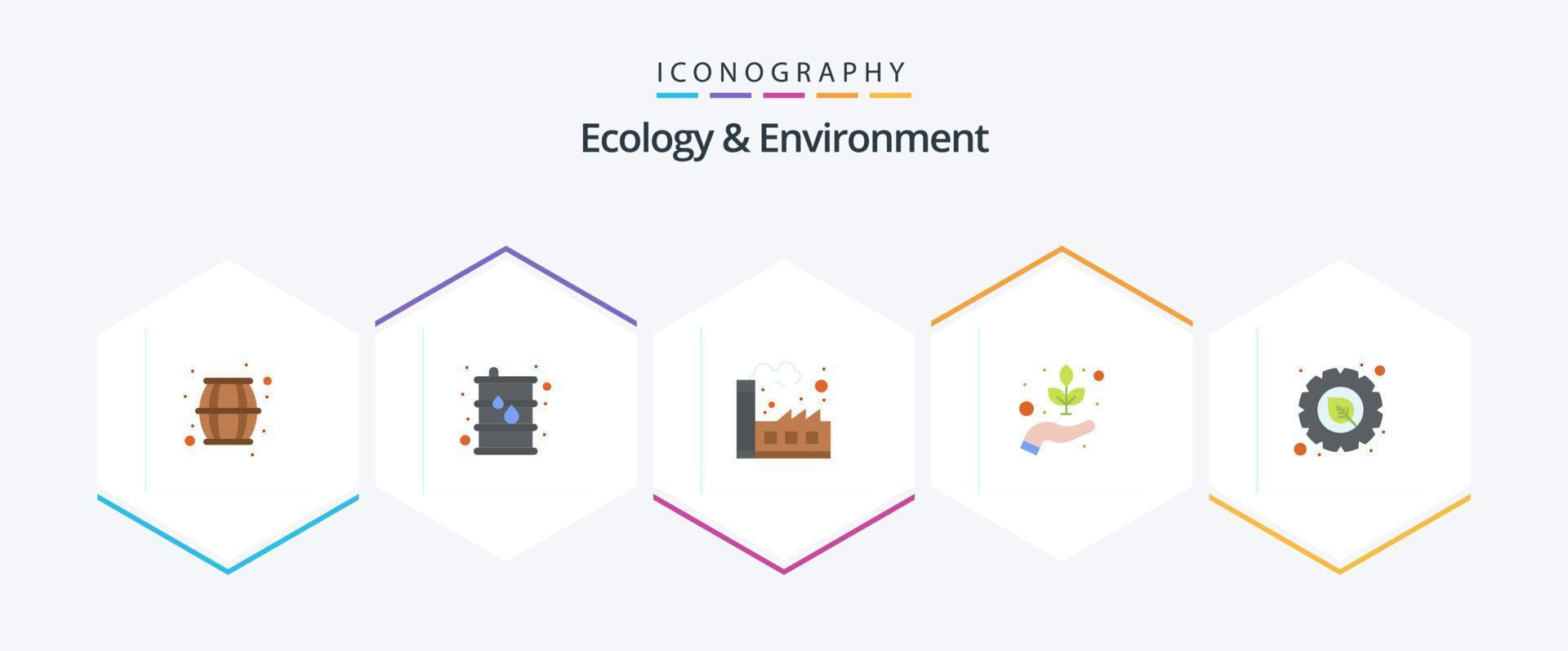 ecologie en milieu 25 vlak icoon pak inclusief versnelling. kruiden. fabriek. bewaker. milieu vector