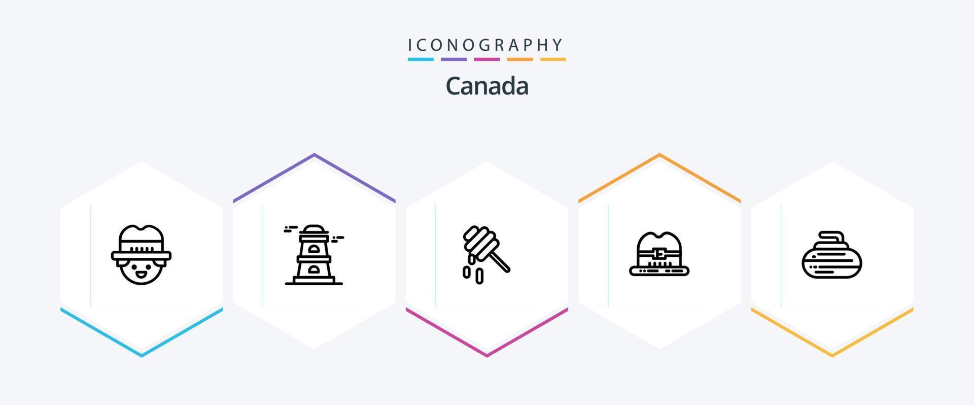 Canada 25 lijn icoon pak inclusief . sport. honing. apparatuur. kommen vector