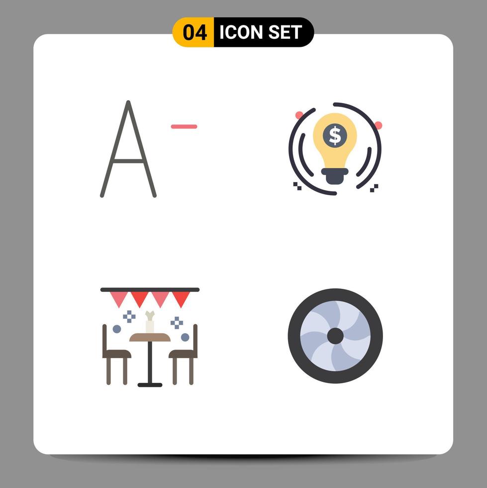 reeks van 4 modern ui pictogrammen symbolen tekens voor verminderen buitenshuis bedrijf viering auto bewerkbare vector ontwerp elementen
