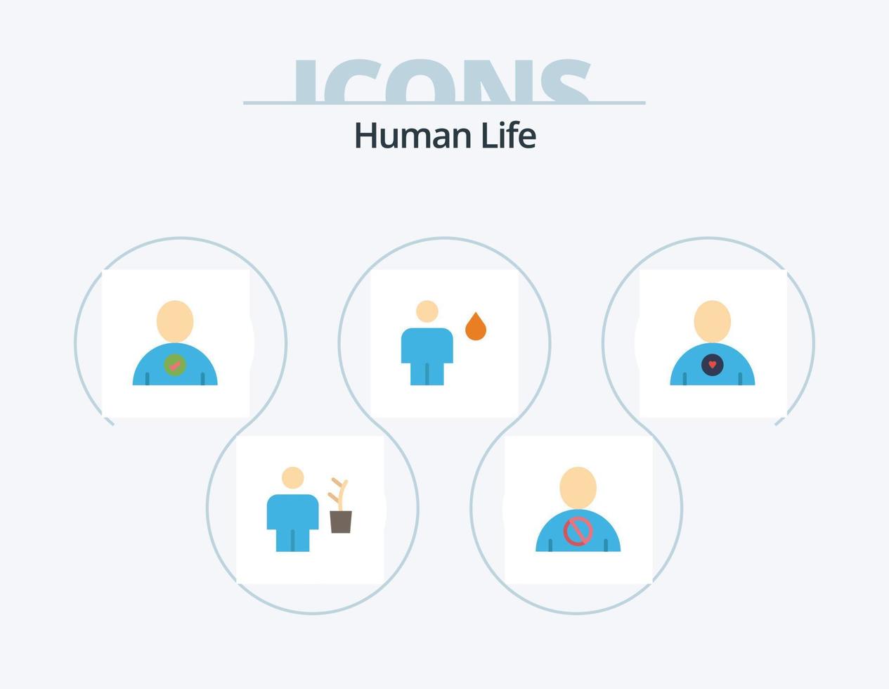 menselijk vlak icoon pak 5 icoon ontwerp. menselijk. kamp. geweigerd. lichaam. gebruiker vector