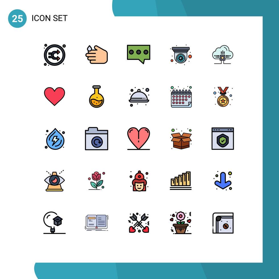 voorraad vector icoon pak van 25 lijn tekens en symbolen voor gegevens veiligheid camera wassen veiligheid camera bewerkbare vector ontwerp elementen
