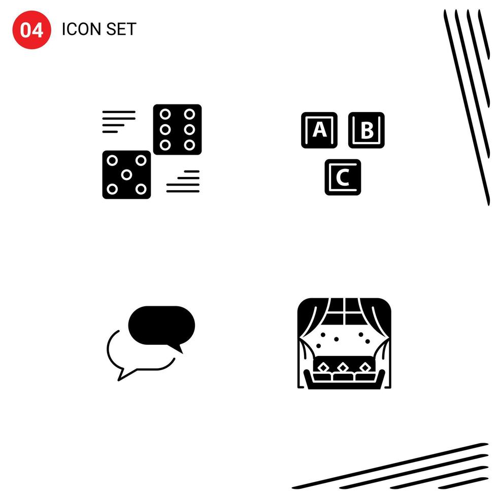 voorraad vector icoon pak van 4 lijn tekens en symbolen voor Dobbelsteen kennis zes blokken babbelen bewerkbare vector ontwerp elementen