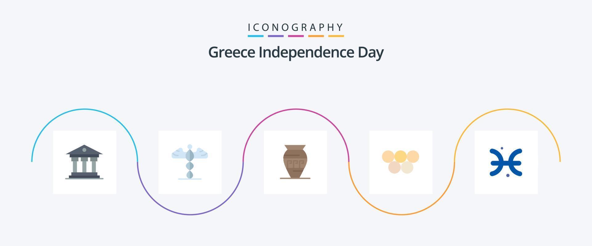 Griekenland onafhankelijkheid dag vlak 5 icoon pak inclusief astrologie. Grieks. amfora. Griekenland. Griekenland vector
