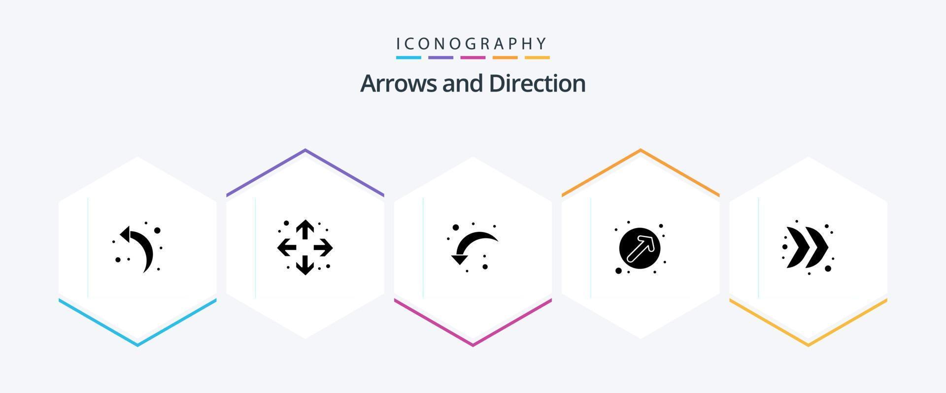 pijl 25 glyph icoon pak inclusief multimediaal. richting. Rechtsaf pijl. pijl. wijzer vector