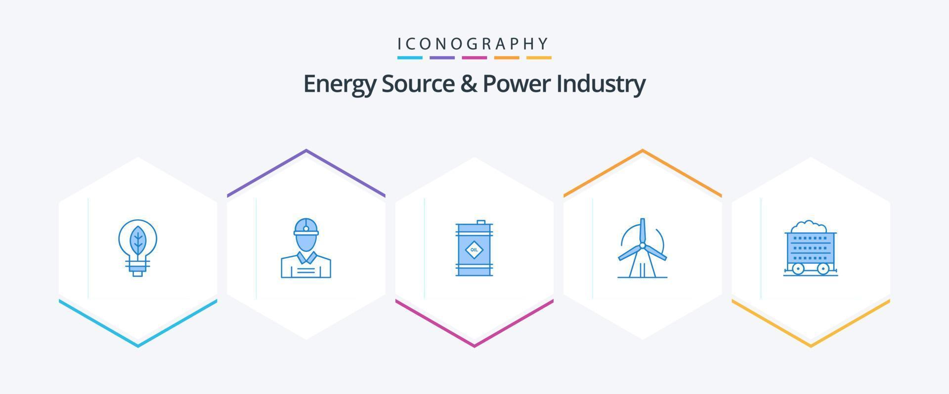 energie bron en macht industrie 25 blauw icoon pak inclusief kruiwagen. stroom. loop. energie. turbine vector