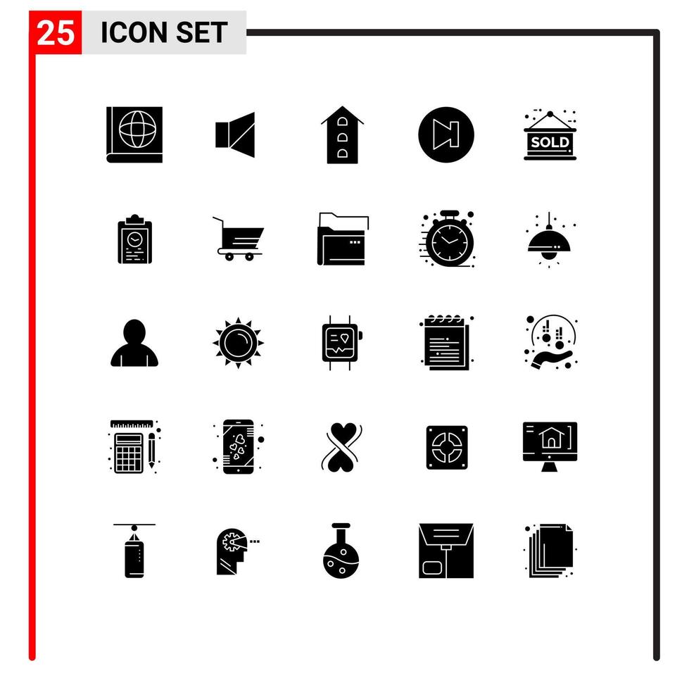 25 creatief pictogrammen modern tekens en symbolen van niet beschikbaar verkocht winkel voorkant teken multimedia bewerkbare vector ontwerp elementen