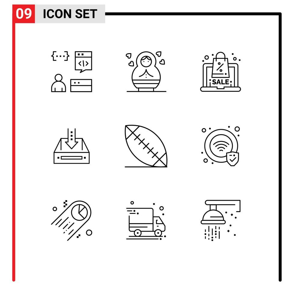 universeel icoon symbolen groep van 9 modern contouren van project document korting kabinet postvak IN bewerkbare vector ontwerp elementen