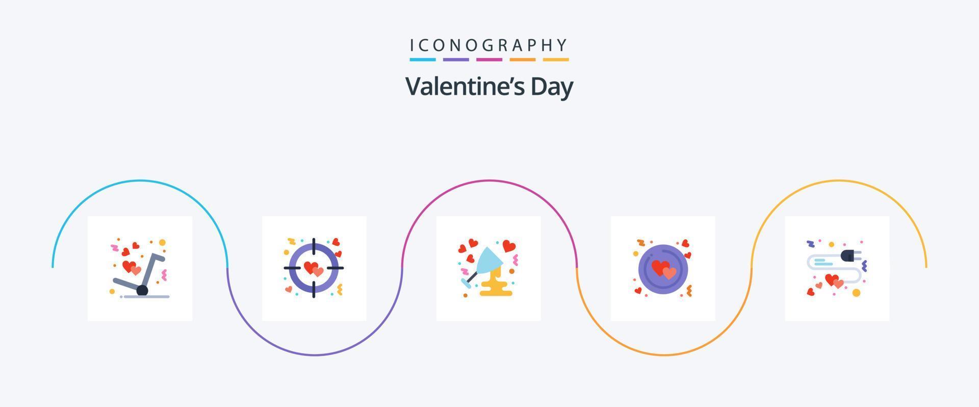 valentijnsdag dag vlak 5 icoon pak inclusief liefde. valentijn. vieren. ring. cirkel vector