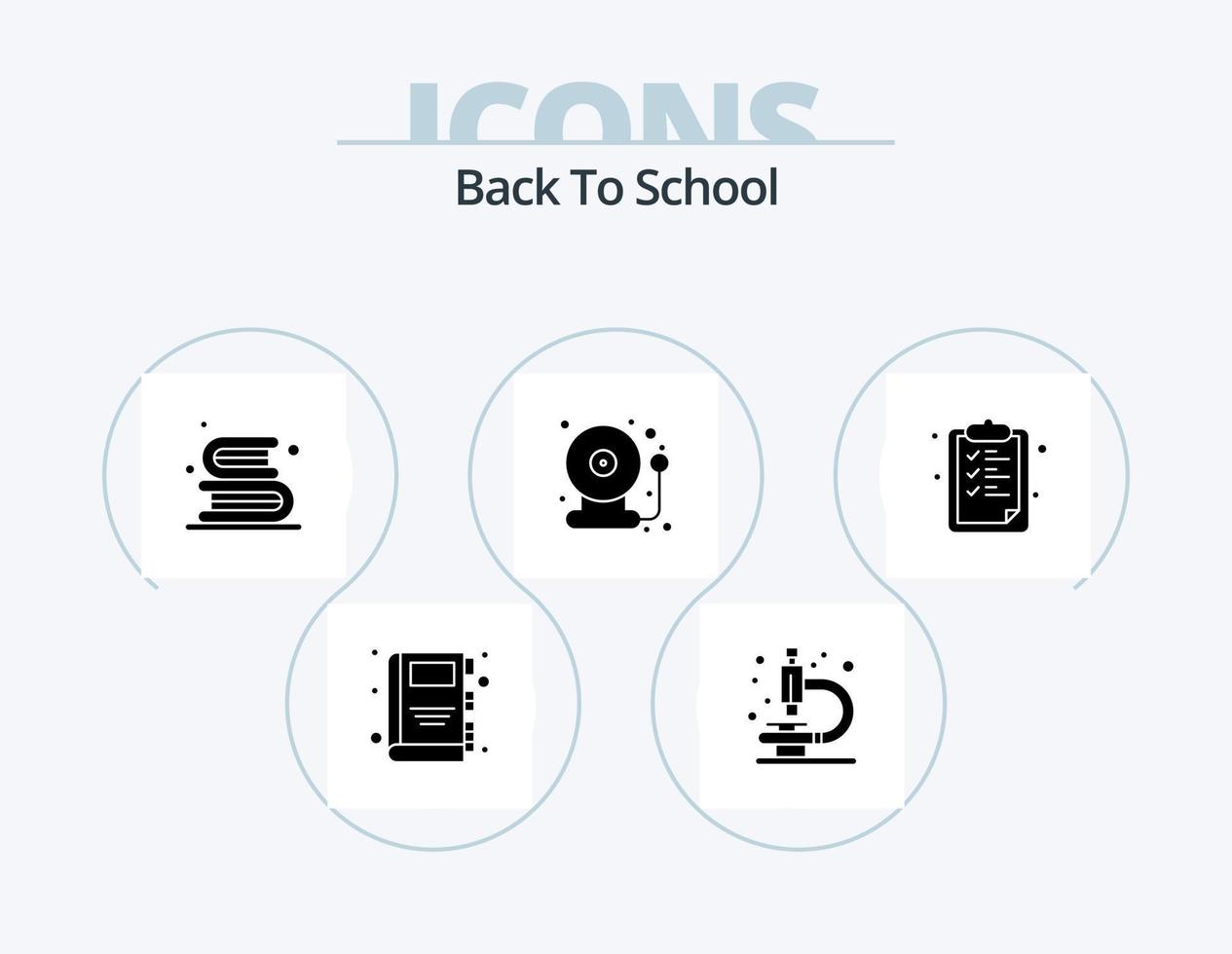 terug naar school- glyph icoon pak 5 icoon ontwerp. school. papier. onderwijs. terug naar school. klok vector
