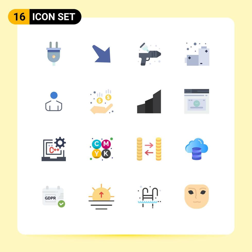 16 universeel vlak kleur tekens symbolen van medisch Mens kleur mannetje gas- bewerkbare pak van creatief vector ontwerp elementen