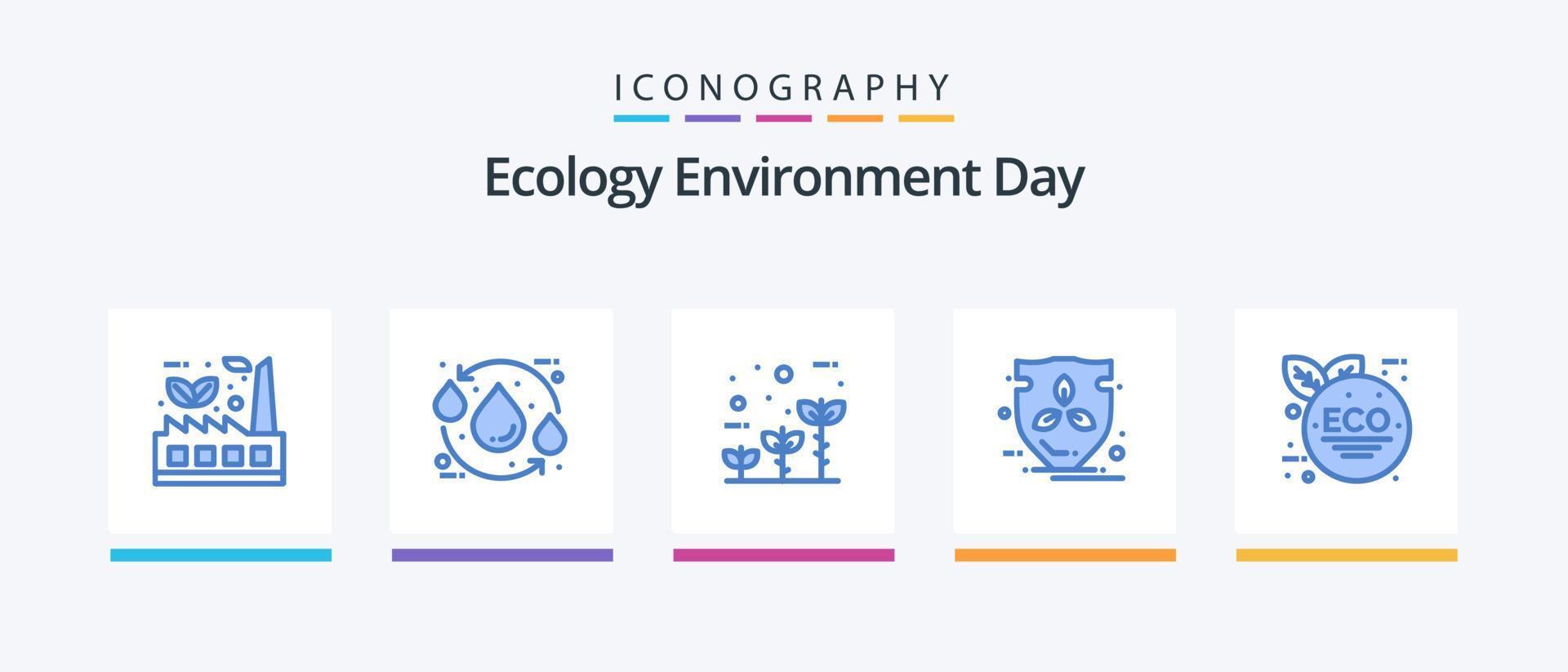 ecologie blauw 5 icoon pak inclusief schild. energie. recyclen. eco. wereldbol. creatief pictogrammen ontwerp vector