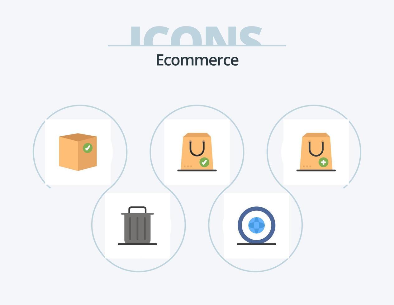 ecommerce vlak icoon pak 5 icoon ontwerp. e. controleren. Internationale. Verzenden. handel vector