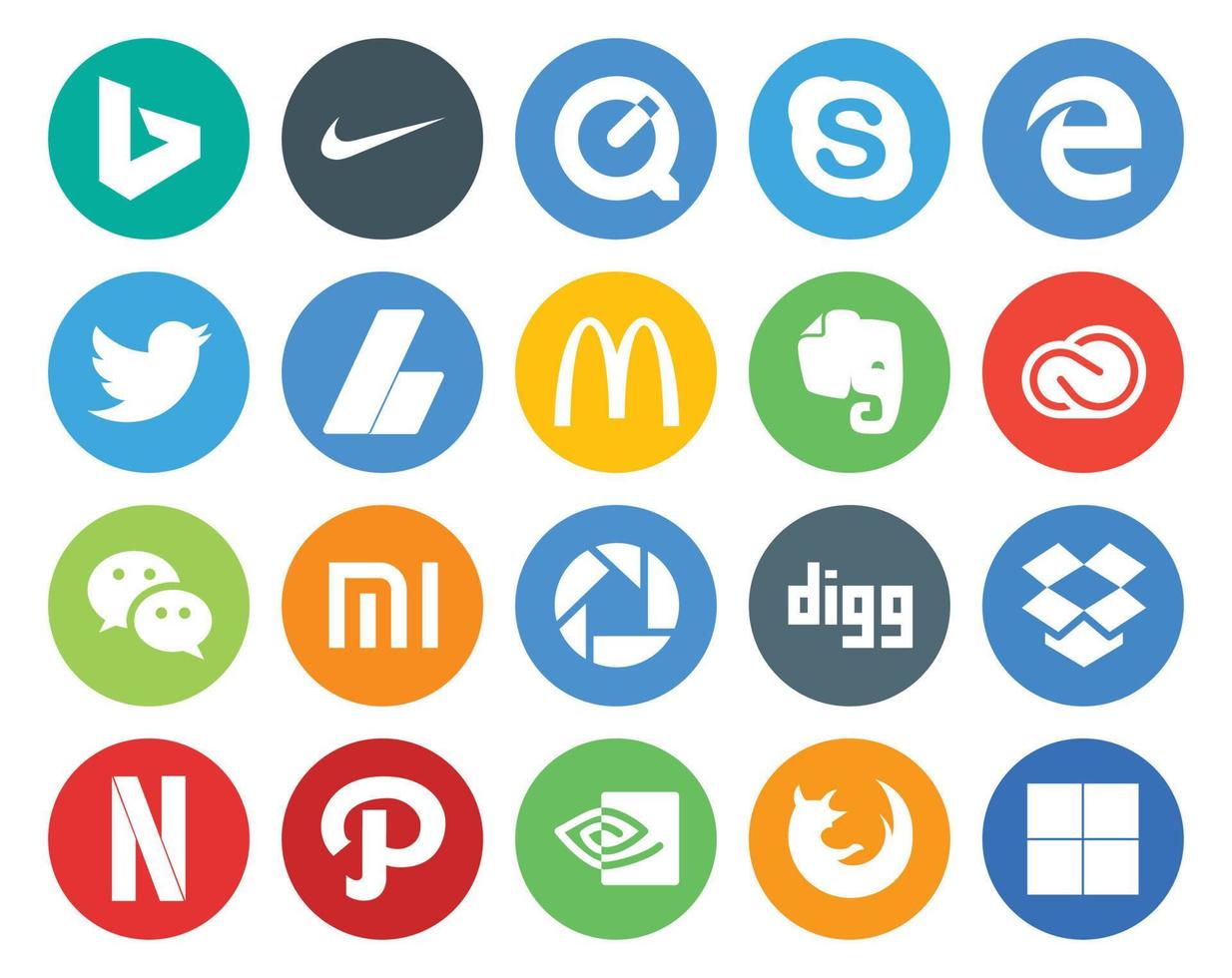 20 sociaal media icoon pak inclusief xiaomi wechat adsense Adobe creatief wolk vector
