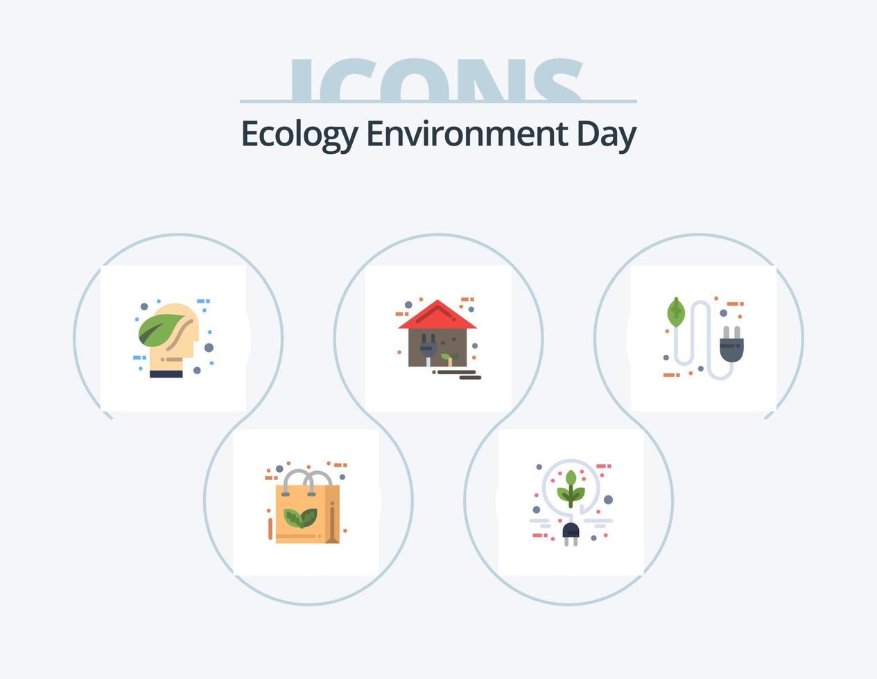 ecologie vlak icoon pak 5 icoon ontwerp. huis. energie. groente. eco. groen vector