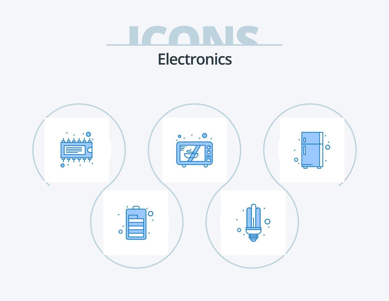 elektronica blauw icoon pak 5 icoon ontwerp. . koelkast. apparaat. elektronisch apparaat. magnetronoven vector