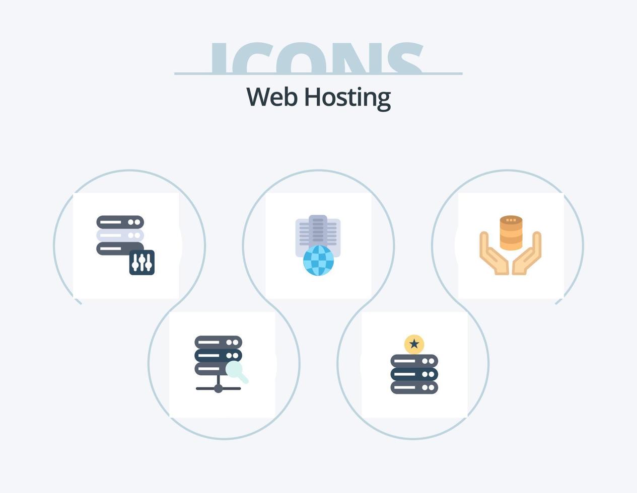 web hosting vlak icoon pak 5 icoon ontwerp. zeker. hand. veiligheid. databank. proxy vector