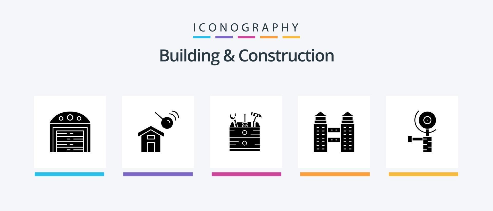 gebouw en bouw glyph 5 icoon pak inclusief . Slijper. doos. bouw. stad. creatief pictogrammen ontwerp vector