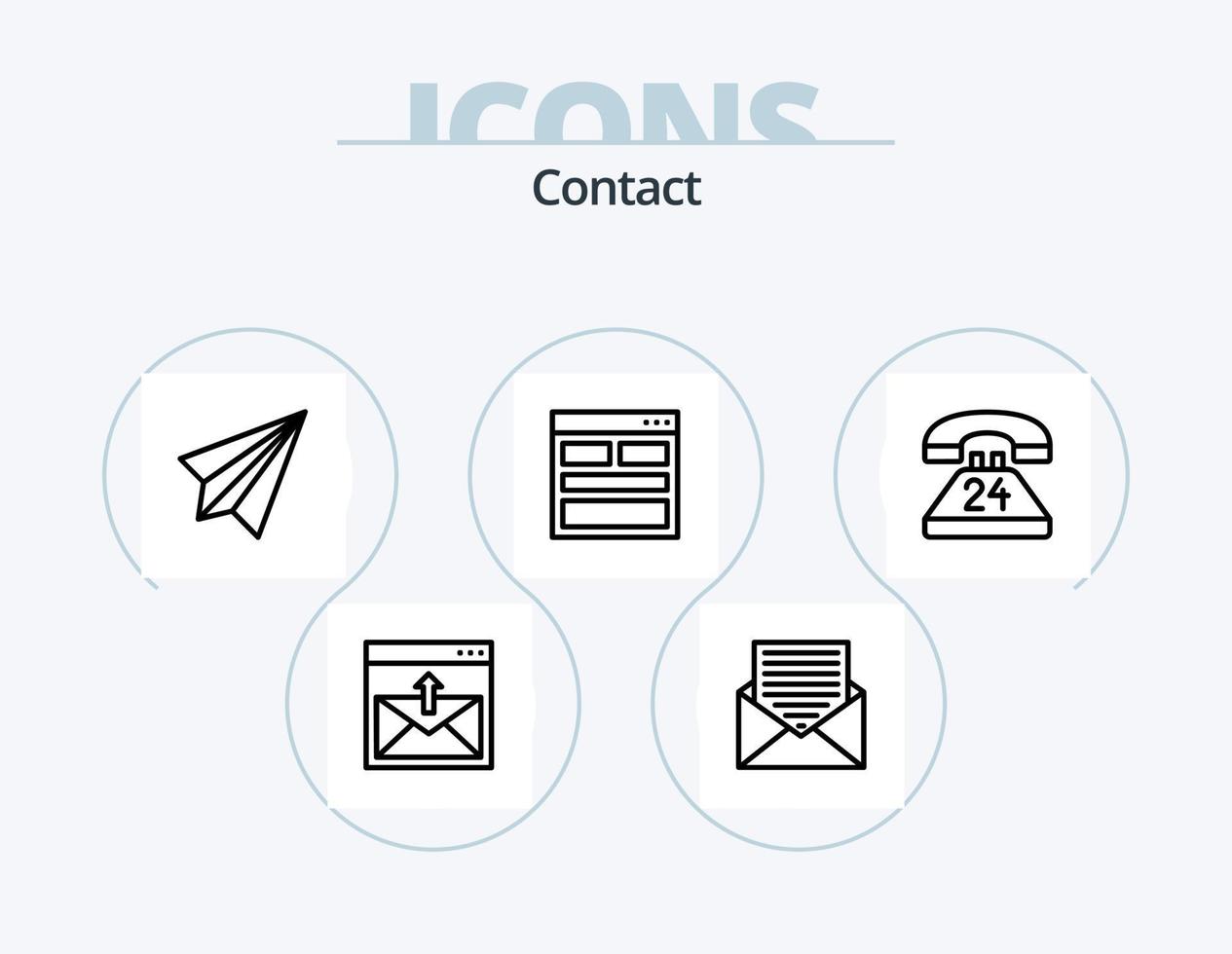 contact lijn icoon pak 5 icoon ontwerp. te ontvangen. contact. slim telefoon. communicatie. envelop vector