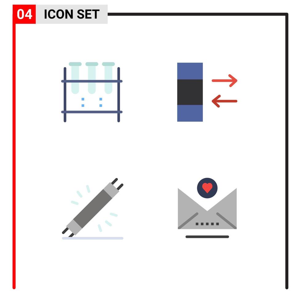 pak van 4 creatief vlak pictogrammen van chemisch fles elektrisch laboratorium glaswerk gegevens uitrusting bewerkbare vector ontwerp elementen