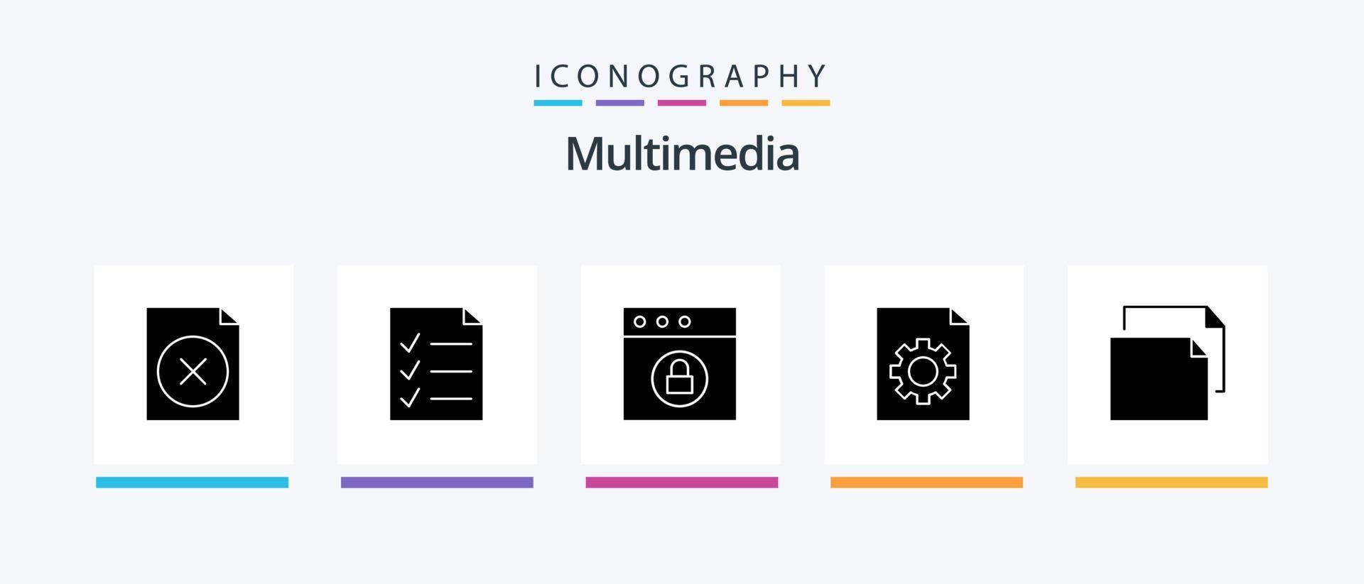 multimedia glyph 5 icoon pak inclusief . Mac. landschap. kopiëren. creatief pictogrammen ontwerp vector