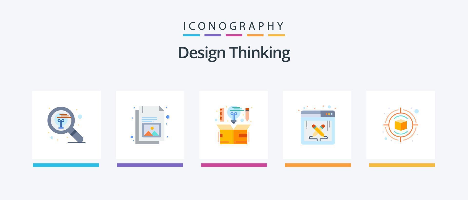 ontwerp denken vlak 5 icoon pak inclusief werk. ontwerp werk. afbeelding. ontwerp. idee. creatief pictogrammen ontwerp vector
