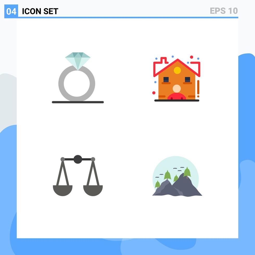 mobiel koppel vlak icoon reeks van 4 pictogrammen van diamant balans makelaar handelaar landschap bewerkbare vector ontwerp elementen