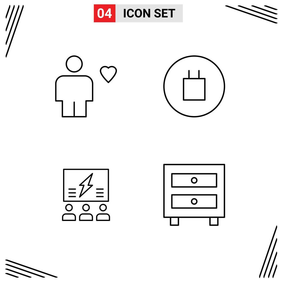 voorraad vector icoon pak van 4 lijn tekens en symbolen voor avatar groep hart overtuigingen oplossing bewerkbare vector ontwerp elementen