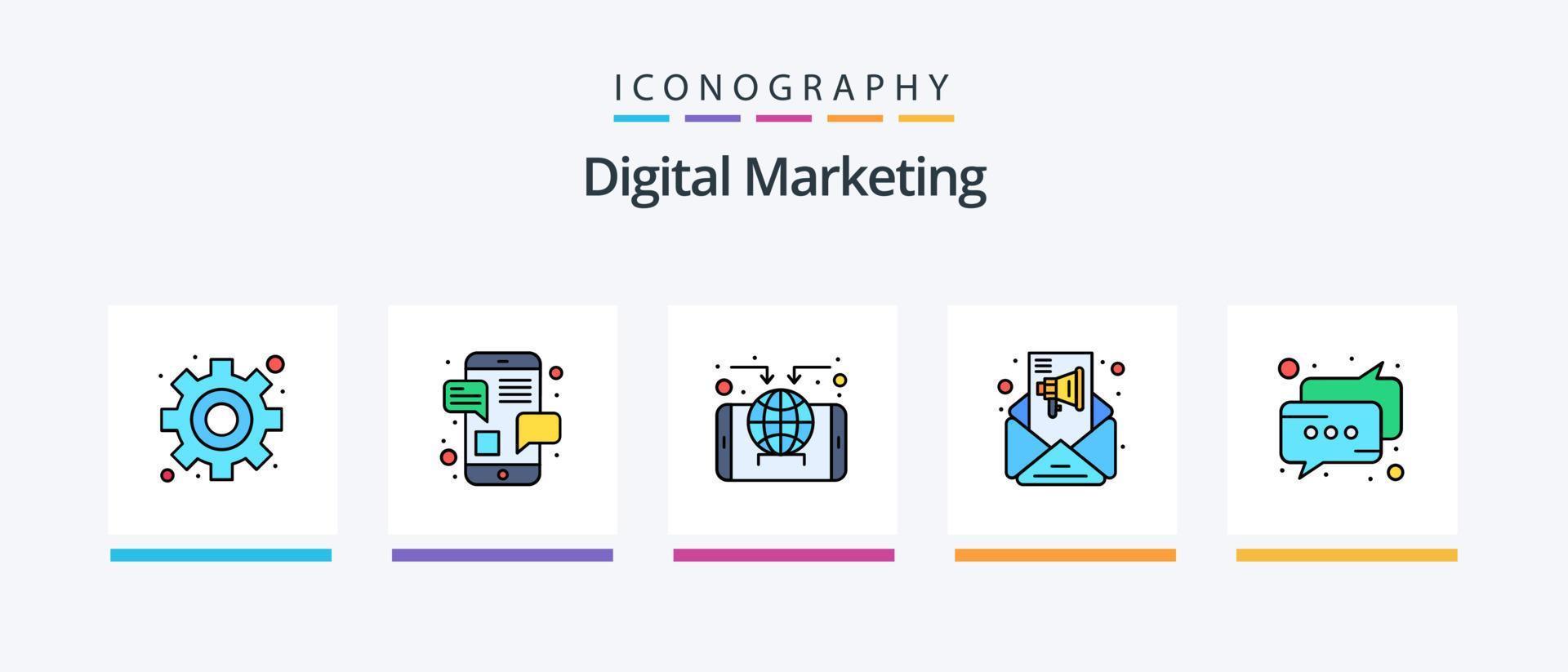 digitaal afzet lijn gevulde 5 icoon pak inclusief wereldwijd. portefeuille. reclame maken. koffer. bedrijf. creatief pictogrammen ontwerp vector