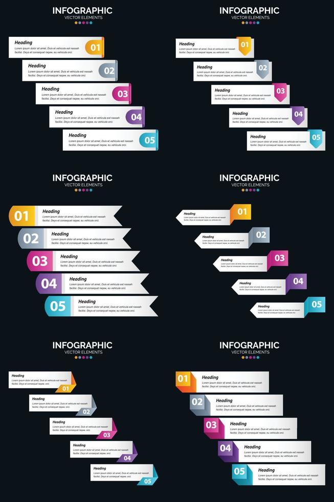 vector 6 infographics pak presentatie glijbaan sjabloon 5 stappen fiets diagrammen en tijdlijnen