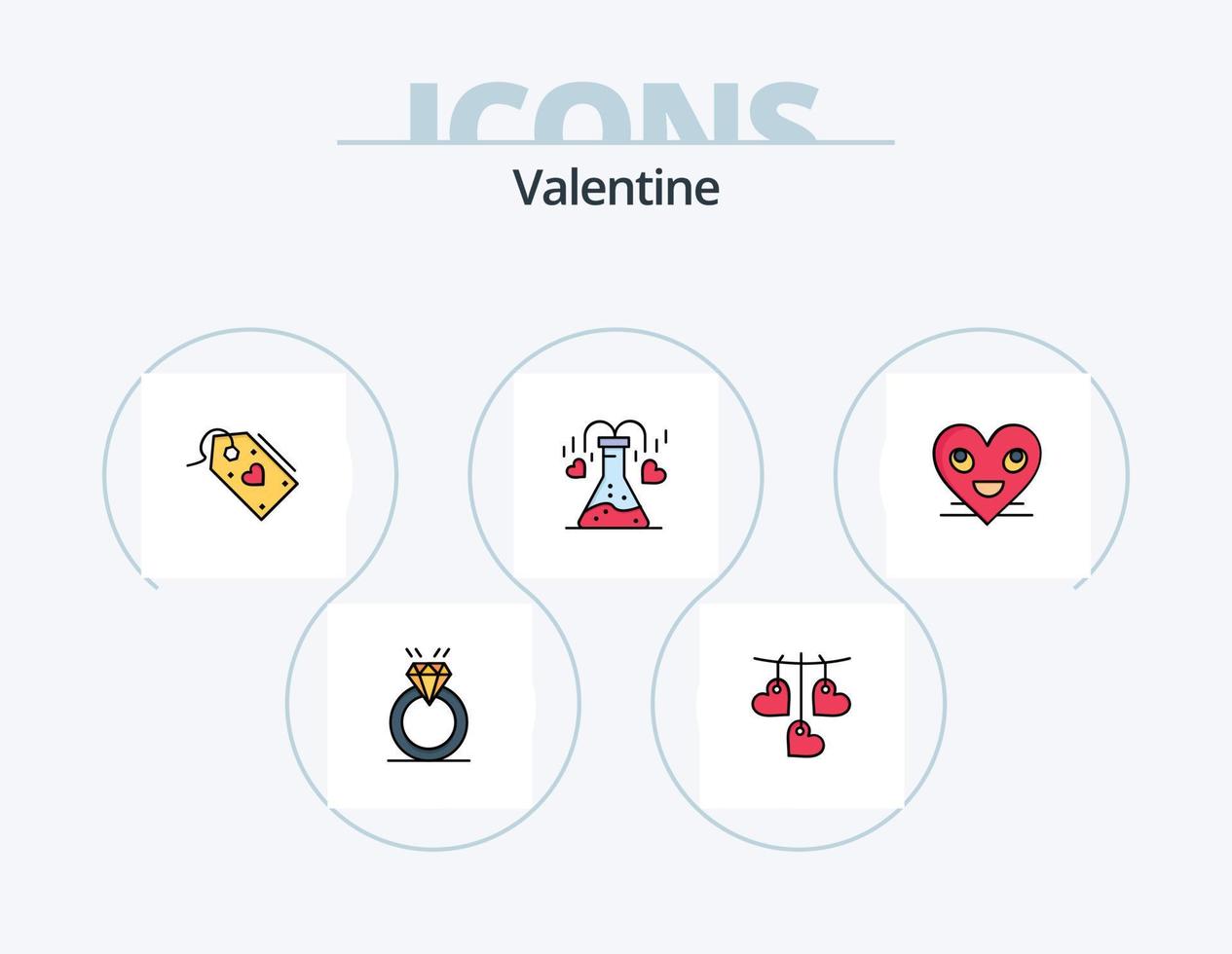 Valentijn lijn gevulde icoon pak 5 icoon ontwerp. ring. dag. Mens. valentijnskaarten. hart vector