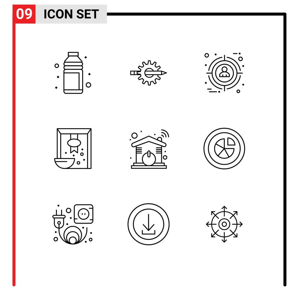modern reeks van 9 contouren pictogram van ontbijtgranen gebruiker ontwerp doelwit focus bewerkbare vector ontwerp elementen