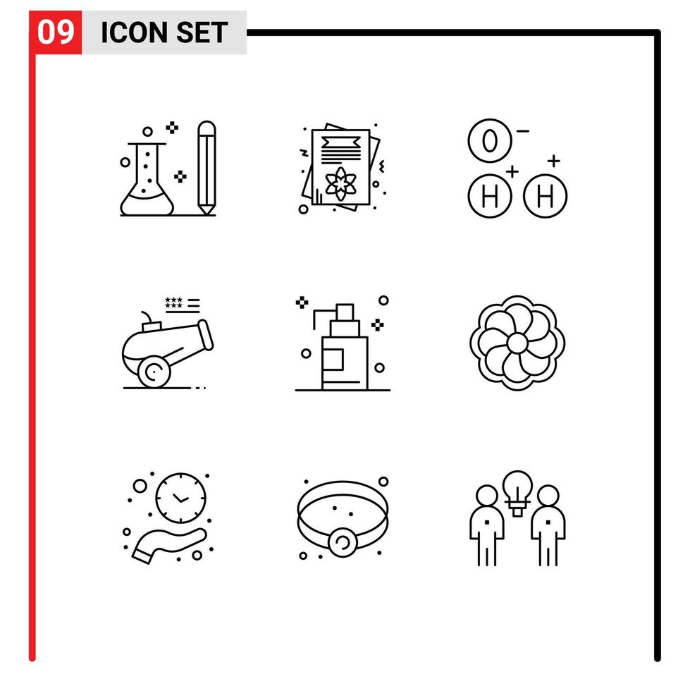 reeks van 9 modern ui pictogrammen symbolen tekens voor bad Mortier nodig uit kaart houwitser groot geweer bewerkbare vector ontwerp elementen
