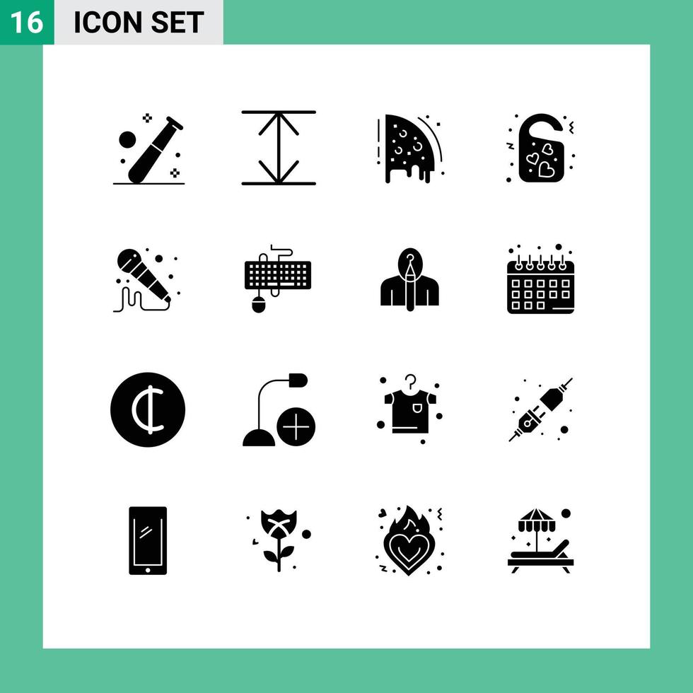 voorraad vector icoon pak van 16 lijn tekens en symbolen voor microfoon deur label pizza bruiloft liefde bewerkbare vector ontwerp elementen