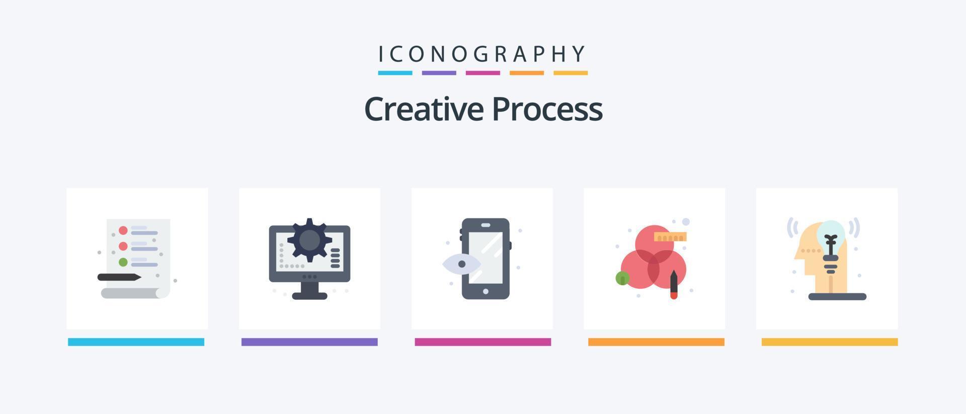 creatief werkwijze vlak 5 icoon pak inclusief idee. werkwijze. werkwijze. creatief. rgb. creatief pictogrammen ontwerp vector