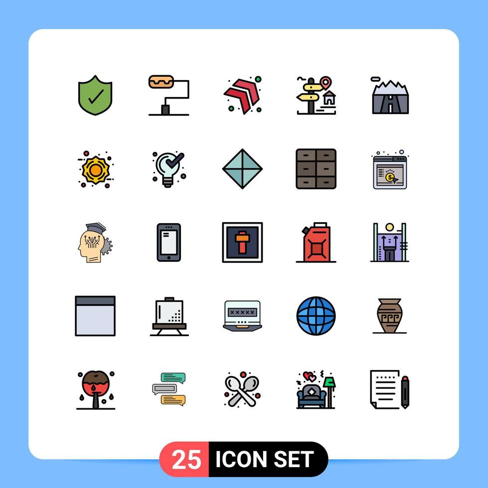 reeks van 25 modern ui pictogrammen symbolen tekens voor vrijdag weg teken landschap landschap bewerkbare vector ontwerp elementen