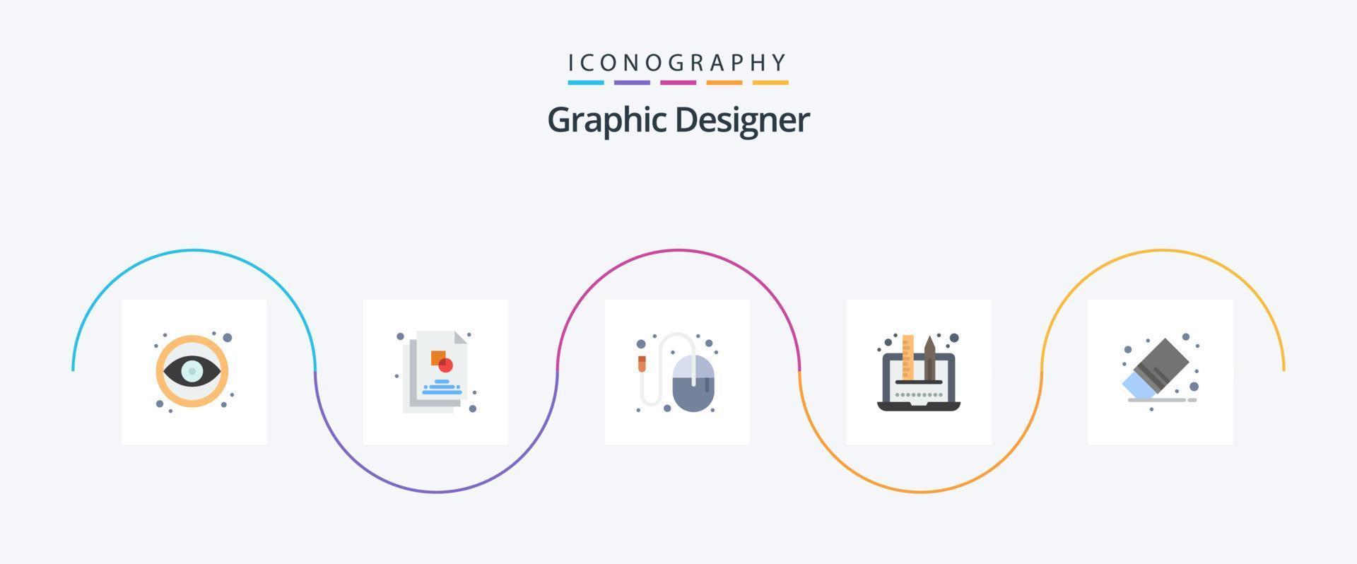 grafisch ontwerper vlak 5 icoon pak inclusief verwijderen. ontwerpen. ontwerp. ontwerp. muis vector