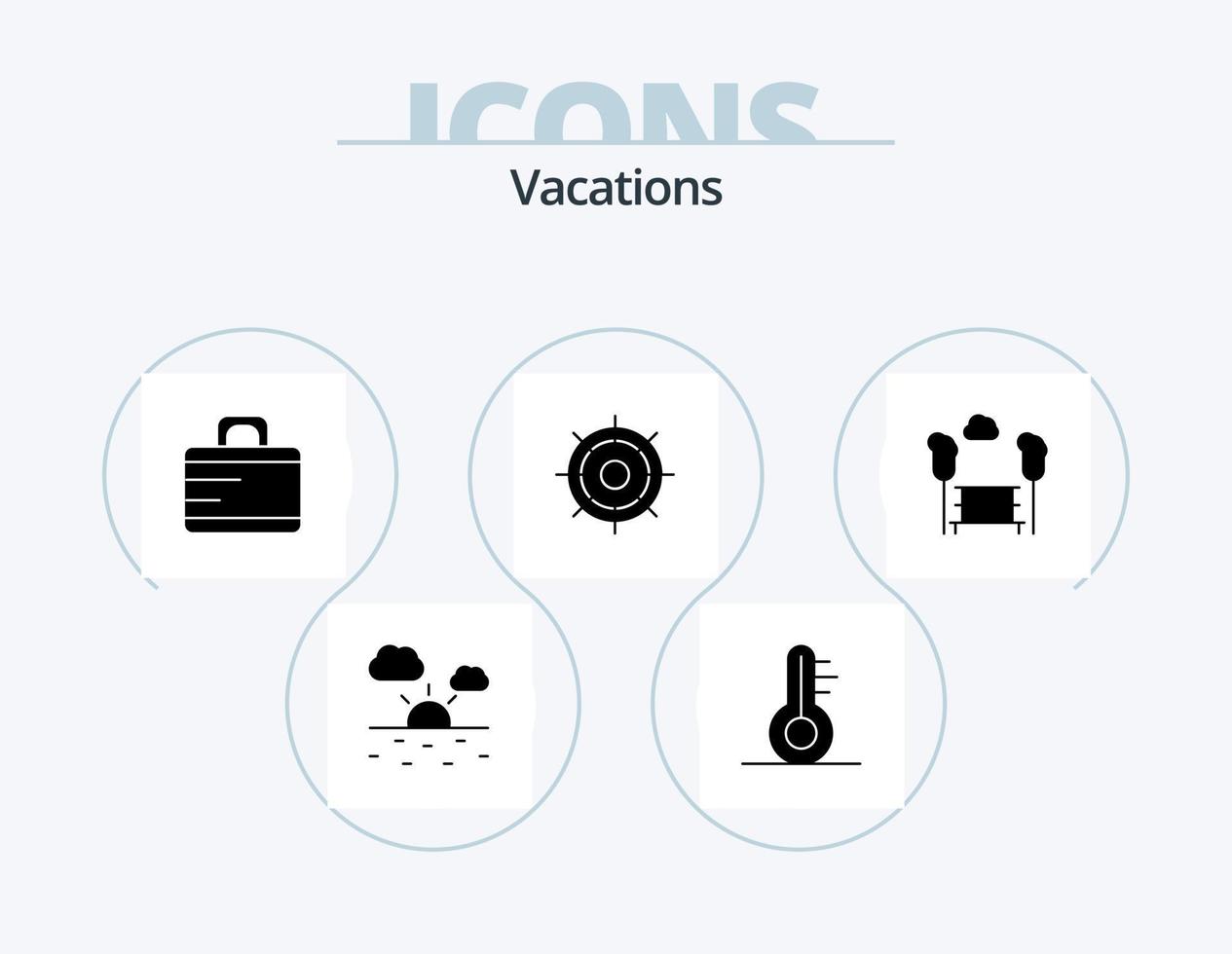 vakanties glyph icoon pak 5 icoon ontwerp. . schip wiel . schip . vector