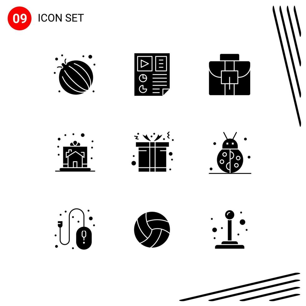 universeel icoon symbolen groep van 9 modern solide glyphs van Kerstmis huis aktentas huis geschenk bewerkbare vector ontwerp elementen