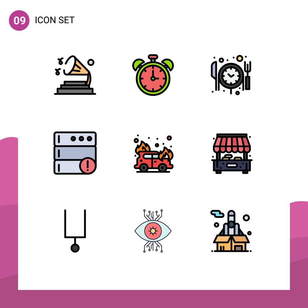 9 creatief pictogrammen modern tekens en symbolen van stad brand voedsel auto databank bewerkbare vector ontwerp elementen