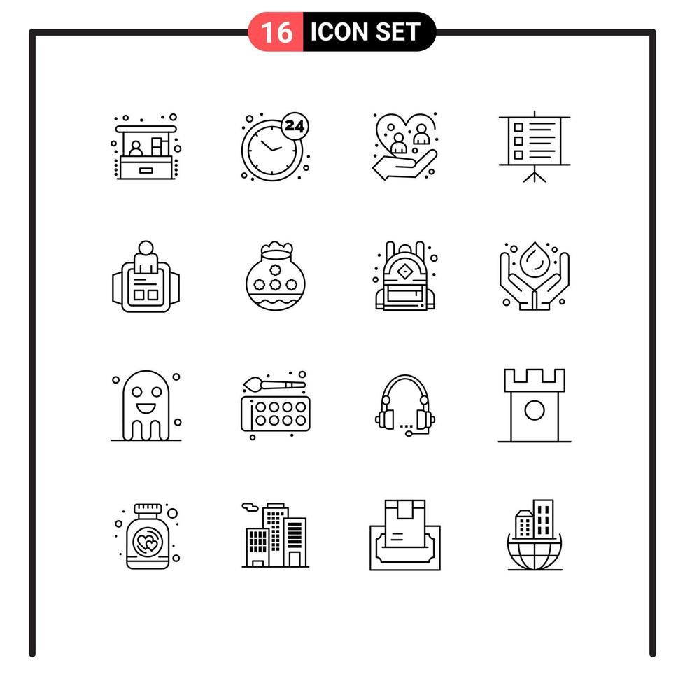 16 universeel schets tekens symbolen van Mens presentatie zorg tekst bescherming bewerkbare vector ontwerp elementen