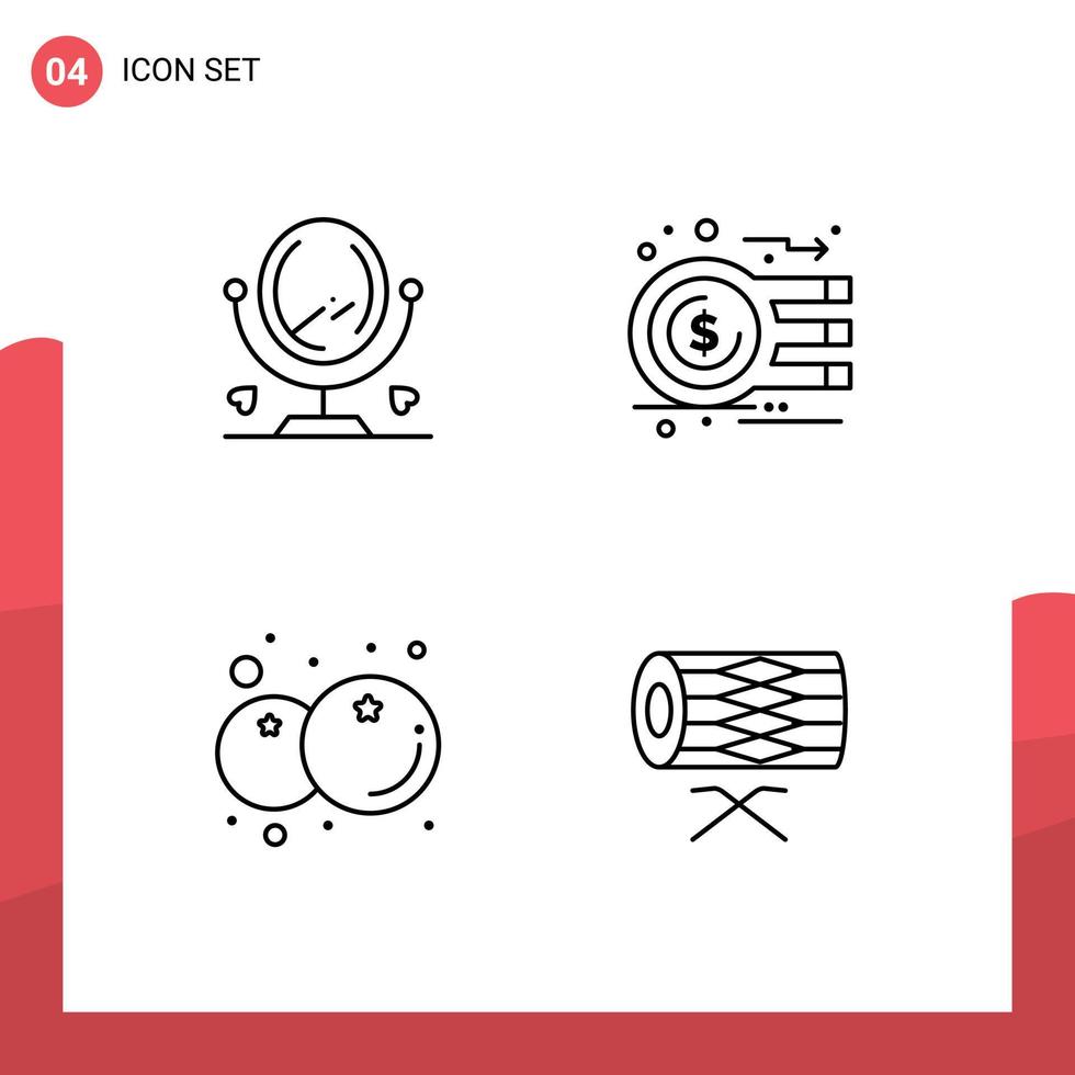 reeks van 4 modern ui pictogrammen symbolen tekens voor spiegel voedsel analyse diagram gezond bewerkbare vector ontwerp elementen