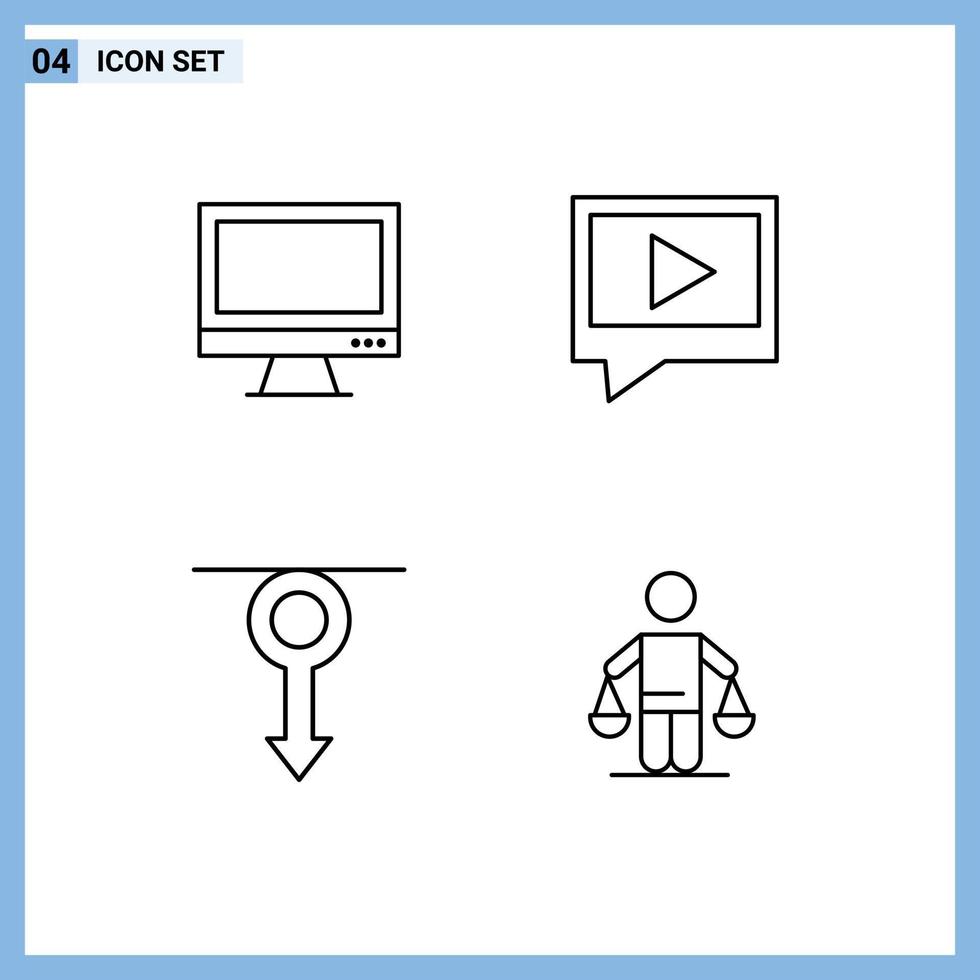 pictogram reeks van 4 gemakkelijk gevulde lijn vlak kleuren van computer menselijk imac babbelen Mens bewerkbare vector ontwerp elementen