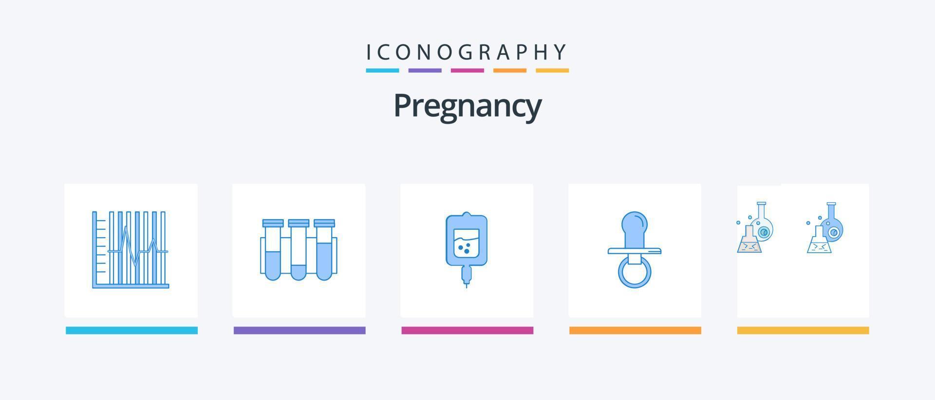zwangerschap blauw 5 icoon pak inclusief pop. tepel. laboratorium. suiker testen. creatief pictogrammen ontwerp vector
