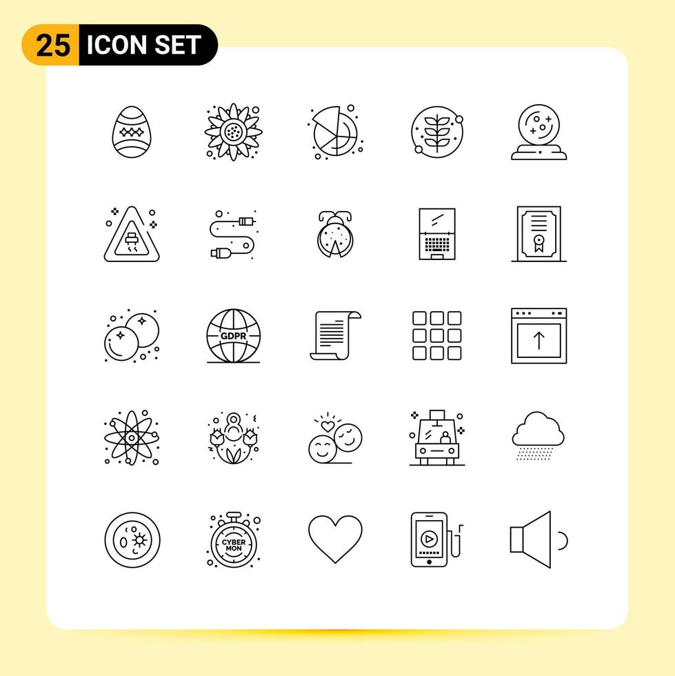 reeks van 25 modern ui pictogrammen symbolen tekens voor magiër fabriek tabel natuur toenemen bewerkbare vector ontwerp elementen