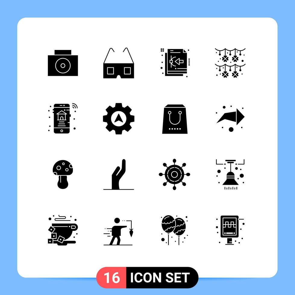 16 solide glyph concept voor websites mobiel en apps navigatie online het dossier slim heilige Patrick bewerkbare vector ontwerp elementen