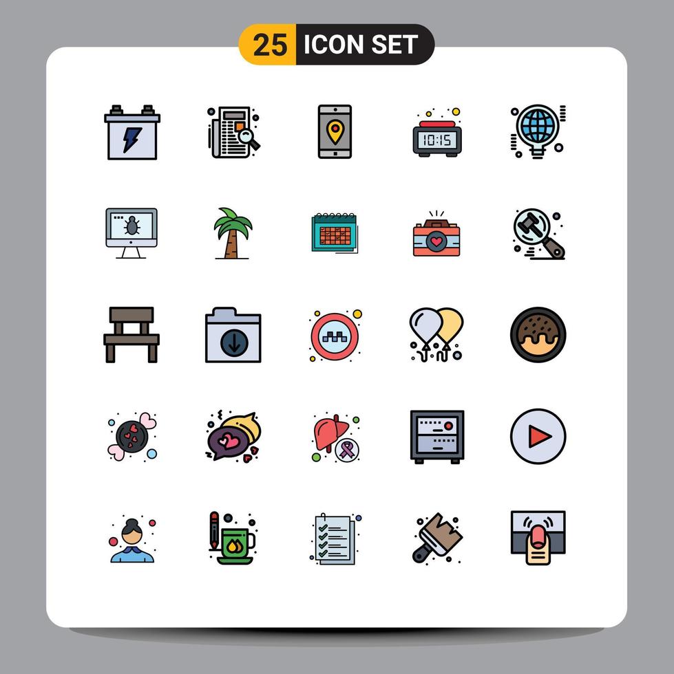reeks van 25 modern ui pictogrammen symbolen tekens voor tijd klok registratie alarm plaats bewerkbare vector ontwerp elementen