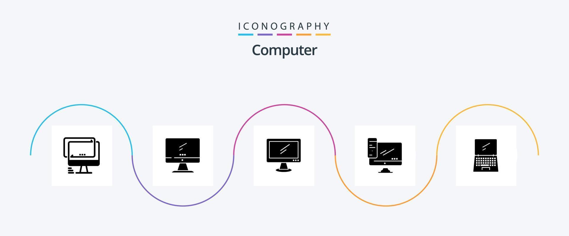 computer glyph 5 icoon pak inclusief . pc. mobiel. apparaat vector