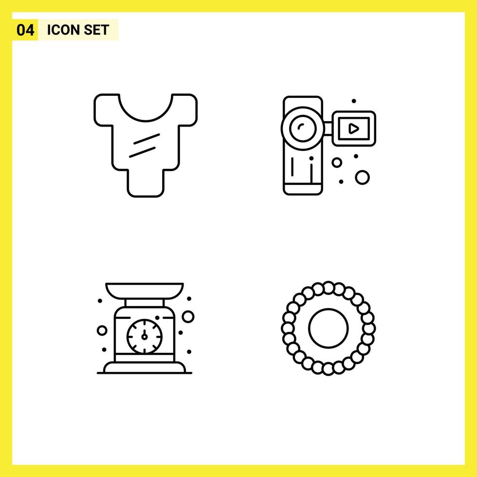 modern reeks van 4 gevulde lijn vlak kleuren pictogram van baby schaal camcorder video camera armband bewerkbare vector ontwerp elementen