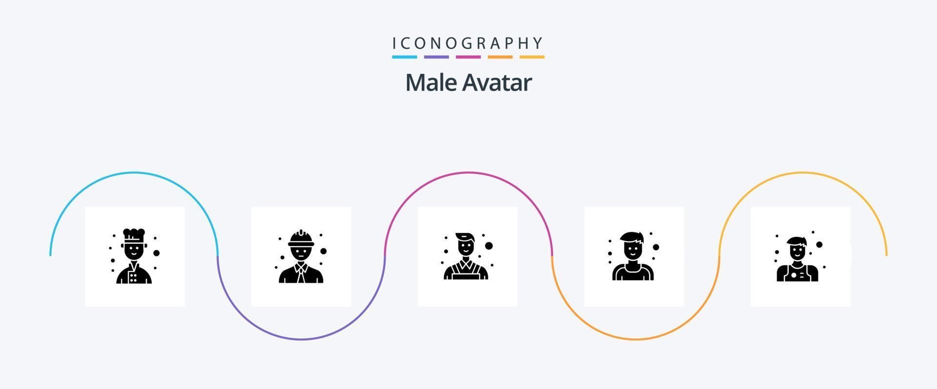 mannetje avatar glyph 5 icoon pak inclusief . muur. bediende. assistent vector